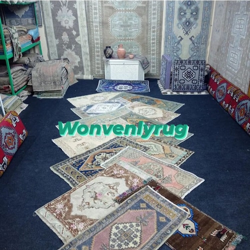 トルコヴィンテージラグ ヴィンテージトルコ製ウシャックランナーラグ：2x6インチ