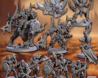 DnD Orc Barbarian miniatures Bundle Orc warband mini for Dungeons and Dragons mini Artisan guild miniatures for Heroquest ttrpg pathfinder
