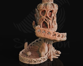 Dnd Elf city dice Tower Dungeons and Dragons Gift Baldur&#39;s gate Dice tower Gift for TTRPG gaming heroquest miniature Fantasy celtic druid