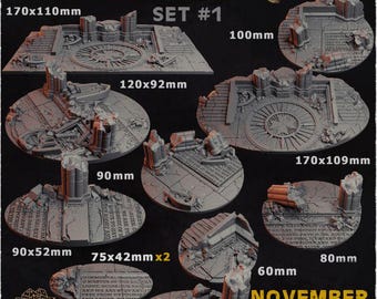 Ruined city Table top Base Trench Crusade mini DND models Trench Crusade compatible TTRPG Trench Pilgrims Heretic legion temple themed bases