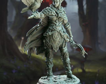 DnD Elf Druid oracle miniature for D&D shapeshifter Character for Dungeons and Dragons mini Heroquest rpg Role playing table top dice game