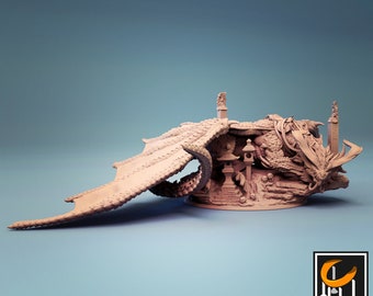 DnD Sleeping Dragon miniature dnd Huge enemy mini for Dungeons and Dragons mini Lord of the print miniature Heroquest Green dragon mini