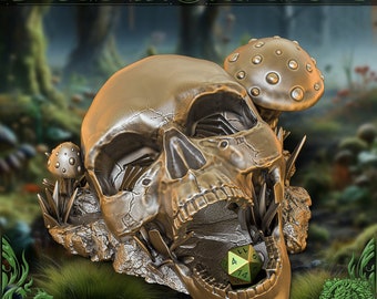 DnD Skull dice Tower Dungeons and Dragons Gift Baldur's gate Dice tower Gift for TTRPG gaming heroquest miniature Fantasy D&D Mushroom