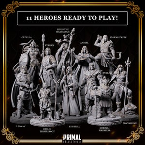DnD Campaign Playable characters miniatures Bundle Dungeon quest set Dungeons and Dragons mini Primal collections for Heroquest hero pack
