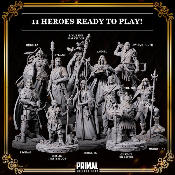 DnD Campaign Playable characters miniatures Bundle Dungeon quest set Dungeons and Dragons mini Primal collections for Heroquest hero pack