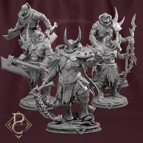 Hell knight set miniature New Antioch mini DND models Trench Crusade compatible TTRPG Seven headed serpent Heretic legion Anointed knight
