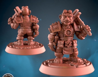 DnD Gnome artificer miniature for Dnd world of warcraft minis Dungeons and Dragons mini 3d printed miniature for Heroquest wow inspired mini