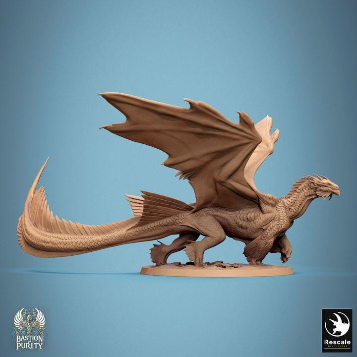 DnD Bronze Dragon mini Large frost boss miniature dnd enemy mini for Dungeons and Dragons mini  miniature for Heroquest dragon mini metallic