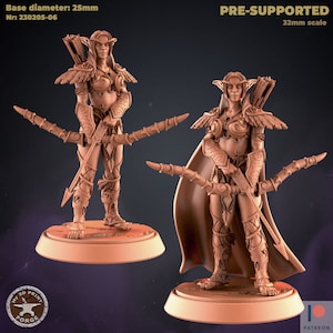 DnD Night elf miniature for Dnd world of warcraft minis Dungeons and Dragons mini 3d printed miniatures for Heroquest night elf hunter mini