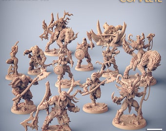 DnD Orc Barbarian miniatures Bundle Orc warband mini for Dungeons and Dragons mini Artisan guild miniatures for Heroquest ttrpg pathfinder