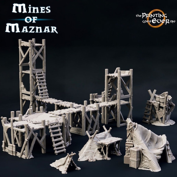 DnD Terrain cave scaffolding mines for Dungeons and Dragons, mines of moria, Heroquest Table top role playing game Lord of the rings D&D