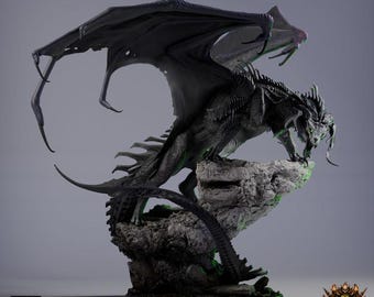 DnD black Dragon mini Large boss miniature dnd enemy mini for Dungeons and Dragons mini miniature for Heroquest dragon mini