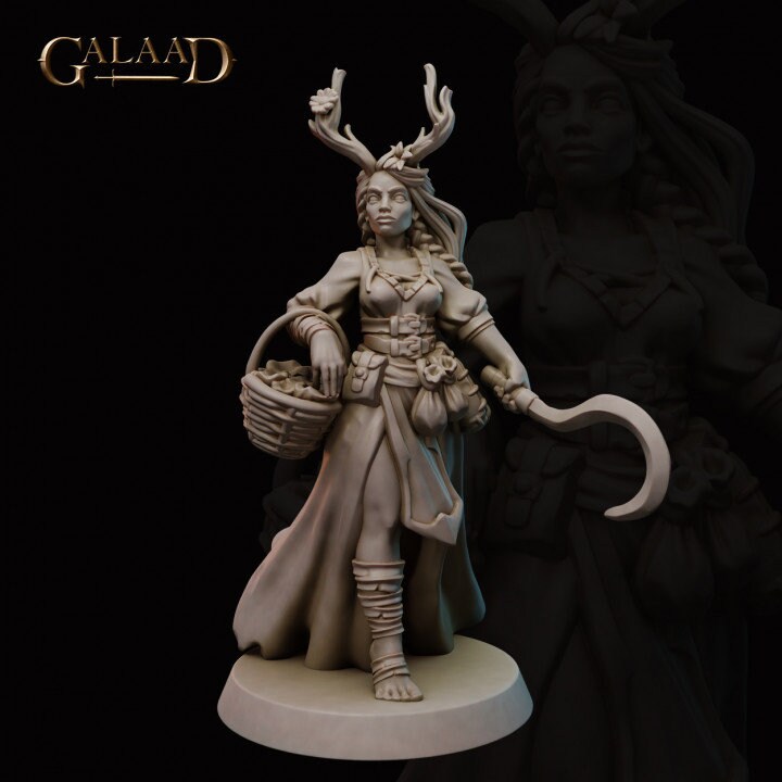 Forest Elf Druid Miniature - Elf Mage Figurine For D&D, Pathfinder, Tabletop RPG - 3D Printed