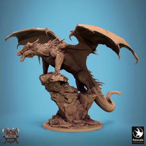 DnD Dragon mini Large boss miniature dnd enemy mini for Dungeons and Dragons mini Lord of the print miniature for Heroquest Blue dragon mini
