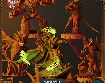 DnD Warcraft Blood elf miniature Bundle Icecrown set Dungeons and Dragons Fire mini Heroquest Sculptooner World of warcraft inspired mini