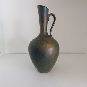 1950s Gunnar Nylund iridescent black brown glaze ceramic pitcher vase Sweden Free shipping included image 2