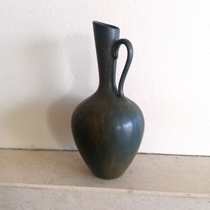 1950s Gunnar Nylund iridescent black brown glaze ceramic pitcher vase Sweden Free shipping included image 6