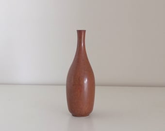 Unique Gunnar Nylund miniature red brown matte feldspar glaze ceramic vase Sweden year ca 1950 - Free shipping included