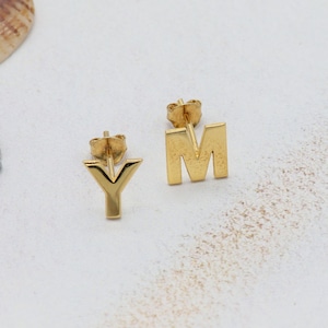 Gold Initial Earrings, Personalized Letter Studs for Women, 14K Gold Initial Earrings, Custom Monogram Jewelry Gift, Dainty Studs Earrings