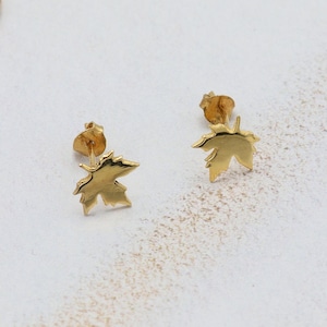 Kanadische Ahornblatt Ohrringe, 14K Gold Herbst Schmuck für Frauen, kanadische Natur inspiriert Schmuck, Kanada Liebhaber Geschenk, Natur inspiriert Geschenk