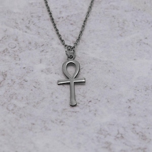 Silver Ankh Necklace, 14K Gold Ankh Charm Pendant, Dainty Egyptian Symbol of Life, Minimalist Protection Jewelry, Handmade Ankh Cross Gift