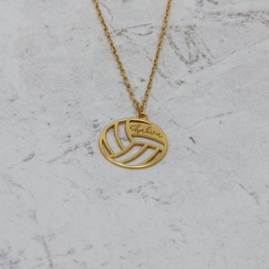 Volleyball Name Necklace, Personalized Dainty Jewelry, Custom Volleyball Pendant, 14K Real Gold Ball Necklace, Volleyball Player Gift
