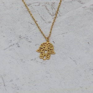 14K Gold Hamsa Necklace, Dainty Evil Eye Protection Pendant, Spiritual Jewelry for Women, Lucky Hand Amulet Jewelry, Protection Charm Gift