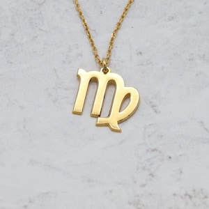 Colar de prata com o signo de Virgem, joia elegante do zodíaco para signos de terra, delicado pingente de horóscopo, pingente personalizado do zodíaco, presentes personalizados do zodíaco
