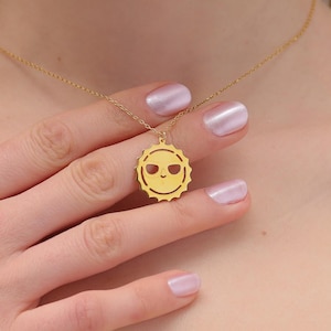 Gold Sun Necklace, Dainty Celestial Jewelry, Minimalist Sunshine Charm, Handmade Solar Pendant, Energy Symbol Jewelry, Summer Necklace Gift