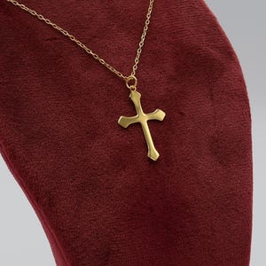 14K Gold Cross Necklace For Women, Dainty Christian Pendant, Handmade Faith Jewelry, Confirmation or Baptism Gift, Classic Crucifix Charm