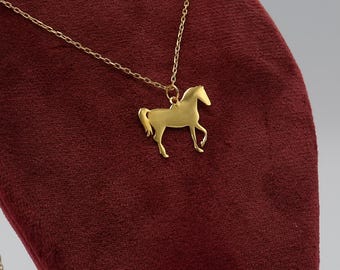 14K Gold Horse Necklace, Equestrian Jewelry, Cowgirl Gift