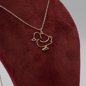 Gold Duck Necklace, 14K Gold Dainty Duck Pendant, Minimalist Duck Charm, 925K Silver Cute Animal Jewelry Gift, Elegant Sea Bird Necklace