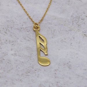 14K Gold Music Note Necklace, Musical Note Pendant, Left Key Charm, Music Lover Gift, Dainty Musical Jewelry, Perfect for Musicians