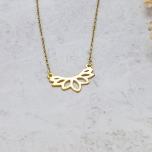 Gold Lotus Necklace, Dainty Lotus Flower Pendant, Spiritual Jewelry, Lotus Charm Necklace in 14K Gold, Yoga Inspired Jewelry, Unique Gift