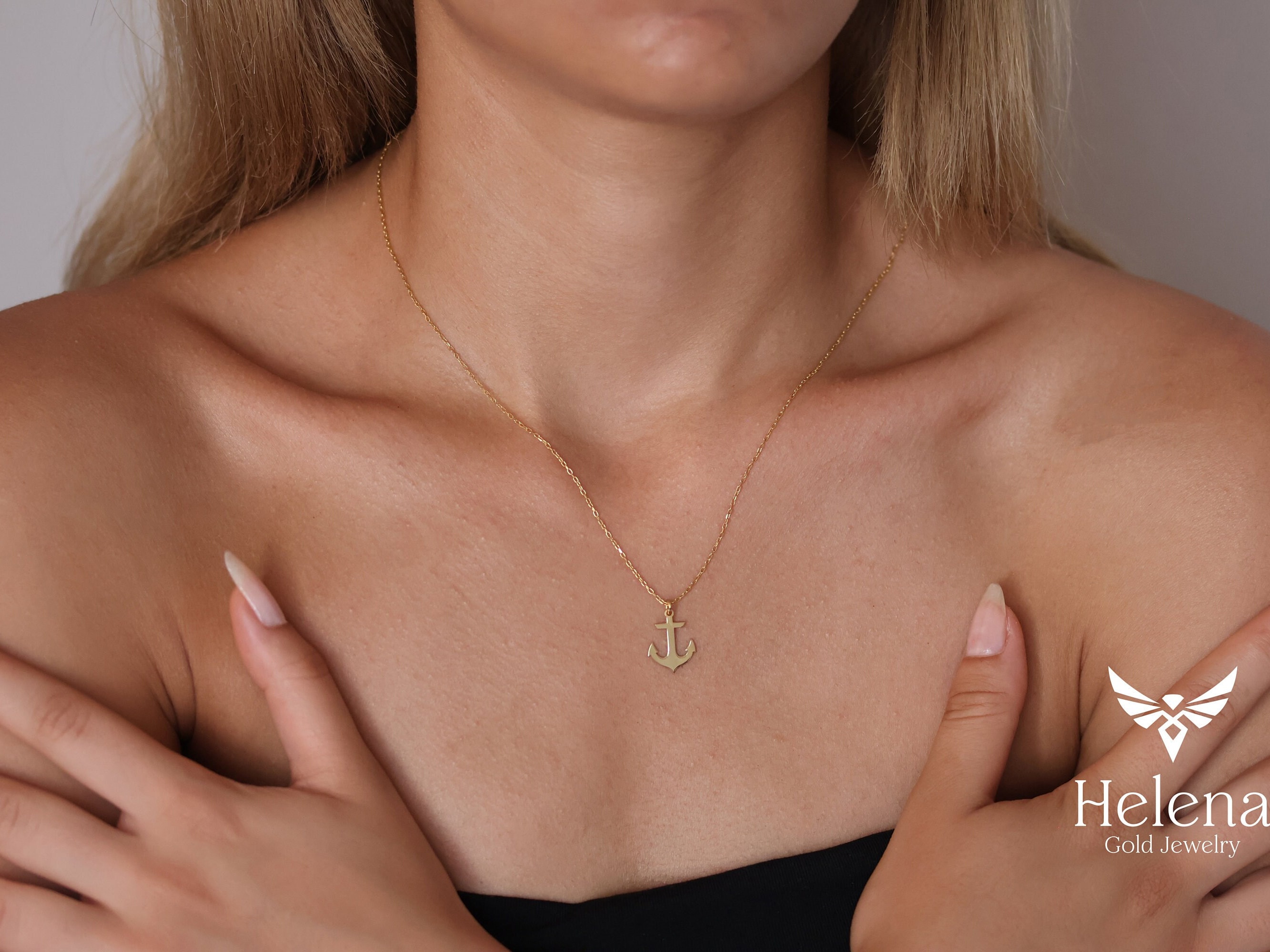 Collana Girocollo Con Ciondolo Ancora In Stile Vintage E Bohémien - Gioiello Minimalista Per Donna In Lega Dorata - Regolabile