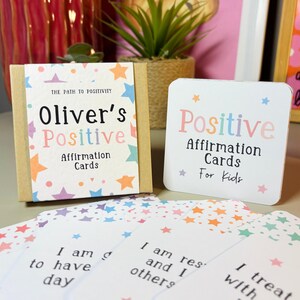 Schede di affermazione positiva per bambini. Set di schede di affermazione personalizzate fatte a mano per mentalità positiva, positività quotidiana, fiducia in se stessi.