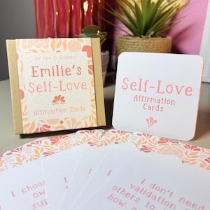 Afirmaciones de amor propio, juego de tarjetas de afirmación de amor propio personalizadas y hechas a mano para el amor propio y la confianza.