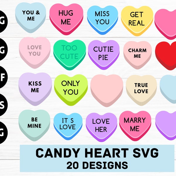 Candy Heart SVG, Candy Hearts Png, Valentine Hearts Svg, Candy Heart Clipart, Custom Candy Heart, Candy Heart Seamless Pattern, Border, PNG