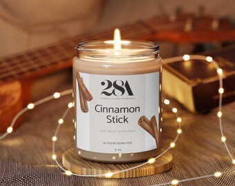 Cinnamon Stick | Hand Poured Vegan Soy Scented Candle | Aromatherapy | Ambiance | Fragrance | Calming | Relaxing | Unwind | Gift Ideas