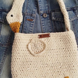 Handmade Crochet Goose Bag – Cute Duck-Shaped Shoulder Bag – Animal-Inspired Tote – Unique Gift for Her – Farm Style Purse