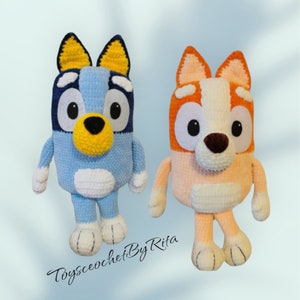 Blue and Orange Heeler, crochet pattern, English PDF