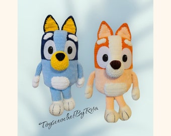 Blue and Orange Heeler, crochet pattern, English PDF