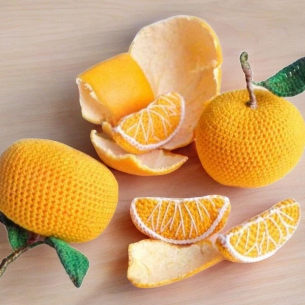 crochet tangerine pattern, crochet food pattern, English PDF