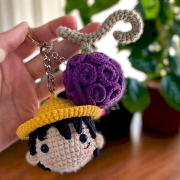 Amigurumi keychain,  pirat and devil fruit, crochet patterns, English PDF