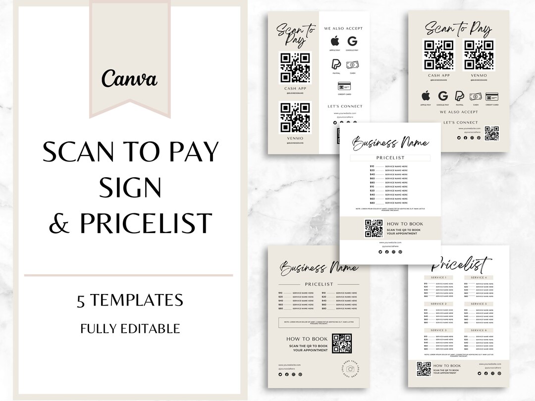 Scan to Pay, QR Code, QR Code Sign, Payment Sign, Digital Download ...