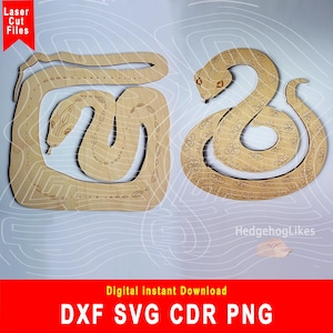 Snake cdr, snake svg file, serpent svg, viper svg, snake laser cut vector cdr, snake files for cricut, cnc snake silhouette dxf for laser