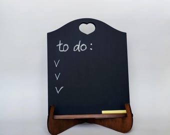 Pizarra de cocina, pizarra de sobremesa, menú, pizarra negra decorativa para notas de cocina, pizarra rústica de madera, caballete, tablero de mensajes con tiza