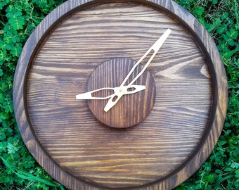 Fancy wooden wall clock, wood clock original, minimalist wood clock, clock made of wood, decorative wood clock, handcrafted wood clock brown