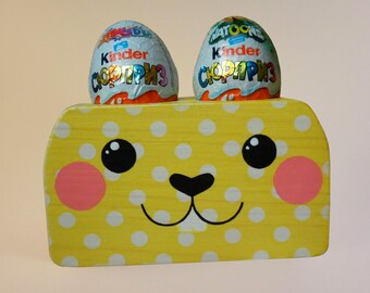 Soporte para huevos de chocolate, soporte de madera para huevos de Pascua, soporte para huevos de Pascua, soporte rústico de madera para huevos de Pascua, soporte para huevos de Pascua.