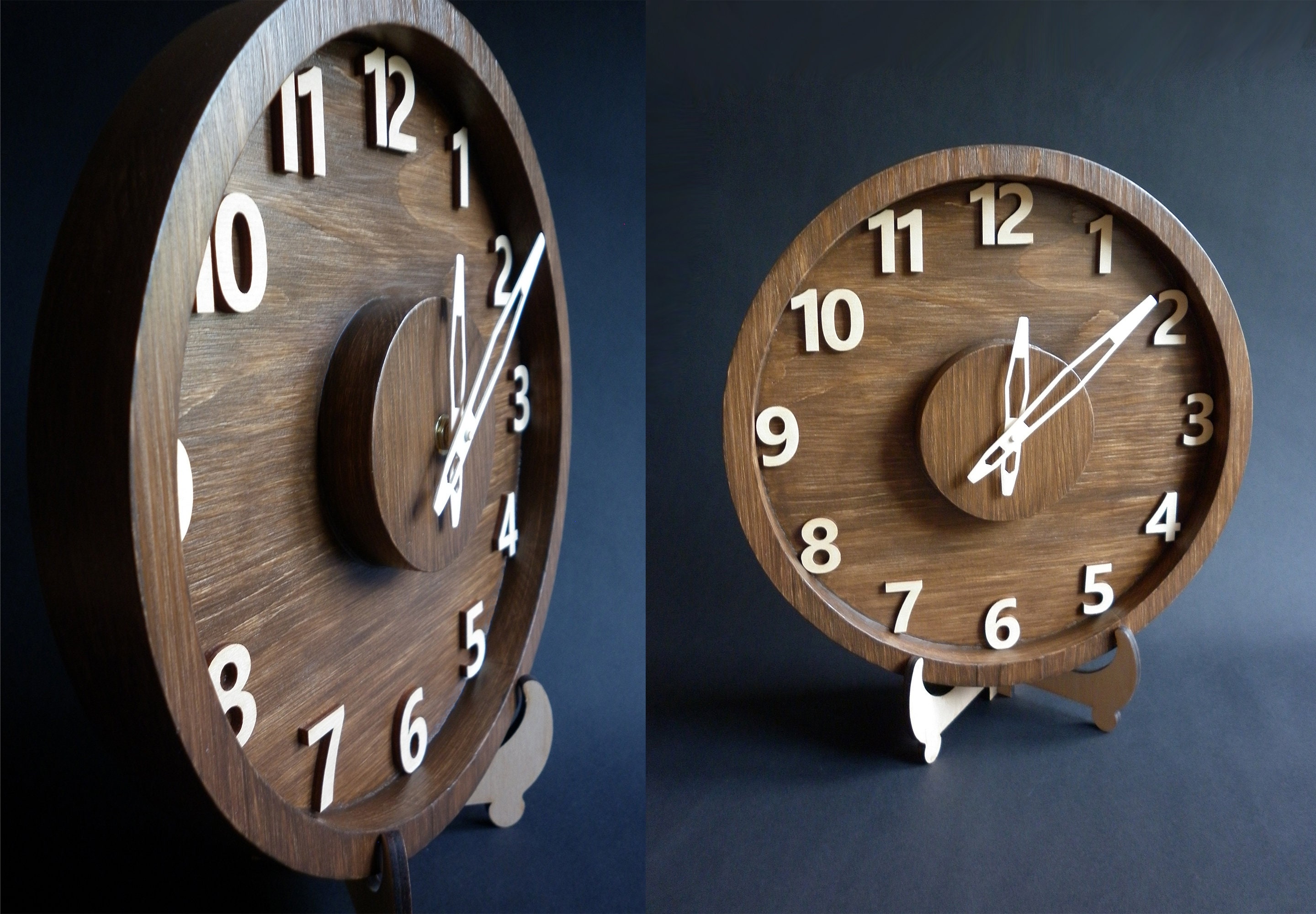 Unusual Wooden Wall Clock With Numbers, Decorative Wood Wall Clock